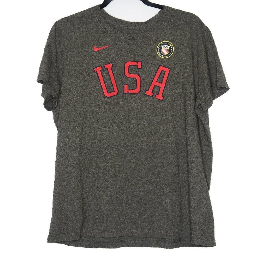 Nike Womens USA Tee Shirt XL Gray Cotton Polyester‎ Olympic Active Gym Training